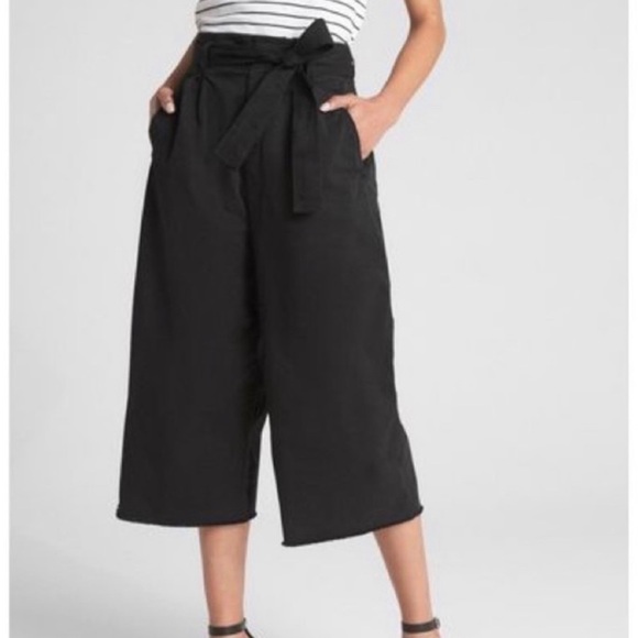 GAP Pants - GAP Wearlight Crop Tie-Waist Wide-Leg High Rise